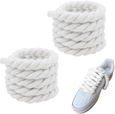 Cordones gruesos de cuerda, cordones gruesos, redondos, cordones gruesos, cuerda de algodón, cuerda de algodón, para repuesto Rope Laces Air Force 1, cordones de zapatos de 8 mm (150 cm), cinta para