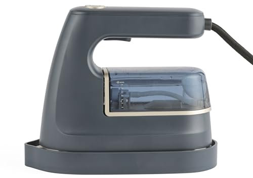 Beldray BEL01610 2 in 1 Iron & Garment Steamer - Mini Travel Iron, Single Temperature, Use on All Fabrics, Heatproof Storage Base, Non-Stick Ceramic Soleplate, 100ml Water Tank, 1200W, Platinum/Grey