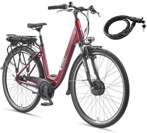 TELEFUNKEN E-Bike Damen 28 Zoll, Elektrofahrrad Frontmotor, 7-Gang Nabenschaltung, V-Bremsen - Pedelec Citybike, inkl. Fahrradschloss, RC845 Multitalent