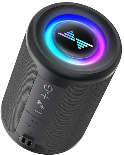 LENRUE Small Portable Bluetooth Speaker with Lights, TWS Stereo Surround Sound, Type C Powered, Bluetooth 5.3, AUX TF Card Input, Wireless for Outdoor Home, Coolest Gifts
