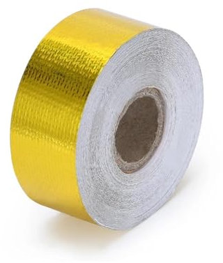 DGOINGPI exhaust tip Motorcycle Exhaust Wrap Pipe Header Heat Insulation Roll Tape Turbo Heat Exhaust Thermal Wrap Tape Tailpipe Muffler(2.5cm 5m gold)