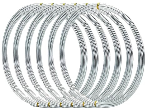 Omeblos Aluminum Craft Wire, 6Pcs Silver 5M 1mm Bendable Sculpting Metal Wire, Metal Craft Wire for Sculpting, DIY Jewelry Making, Doll Making, Modelling and Bonsai Training