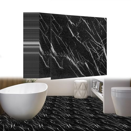 UISEBRT Självhäftande golvplattor PVC golvbeläggning vinylgolv betongutseende självhäftande kakel metervara kakeloptik för kök badrum hall vardagsrum 30 cm x 30 cm (modell I, 54 st för ca 5,02 m²)