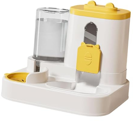MagiDeal Distributeur Automatique de Nourriture et d'eau pour Animaux de Compagnie, 2 en 1, antidérapant, pour Chats et Chiens de Petite Moyenne Taille, Jaune