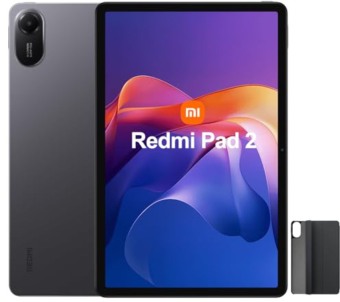 XIAOMI Redmi Pad 2 Tablet | Display 11 2.5K 90Hz, 4GB RAM+128GB ROM, Chipset MediaTek G100 Ultra, Batteria 9000 mAh, Audio Dolby Atmos, HyperOS, Grigio con custodia protettiva nera inclusa