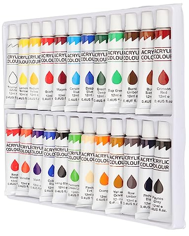 Yctze 24 Colores ACRYLIC GOUACHE Pintura Cobertura de 12 Ml Fuerte para Tela Pintura de Vidrio de Huevo de Piedra con Tarjeta de Color