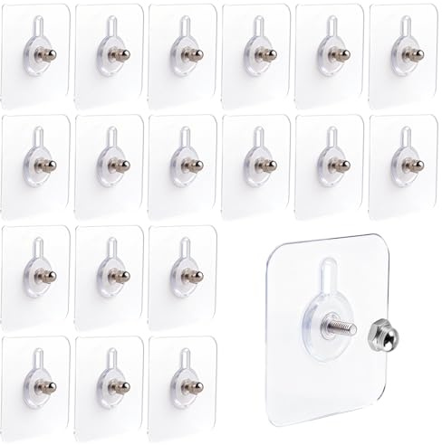 18 Pcs Tornillos de Adhesivo Transparente, 10mm Tornillos Clavos Adhesivos | Autoadhesivos, Varilla Roscada Clavos Colgantes Desmontables, Pegatinas de Pared Sin Taladrar para Cocina Baño Salón