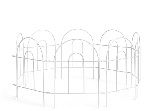 Relaxdays Bordo aiuole in Metallo, 6 Elementi ad Arco, HxB: 45x240 cm, da infilare, Bianco