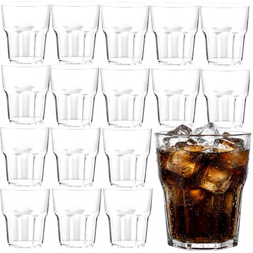 20 Stück 260ml Wassergläser Kunststoff, Wiederverwendbare Trinkbecher aus Acrylglas, Bruchsichere Plastikbecher BPA-frei, Spülmaschinenfest Cocktailgläser Whiskeygläser für Party, Camping, Kinder