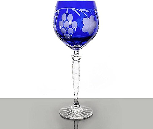 CRISTALICA Weinglas Weinkelch Römer Traube Blau 300 ml Handgeschliffen Kristall