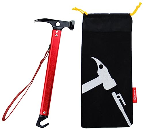Azarxis Camping Hammer Camping Mallet with Peg Remover Tent Peg Stake Puller Heavy Duty Lightweight Aluminum Portable Multi-function for Outdoor Picnic Hiking Backpacking (Red)