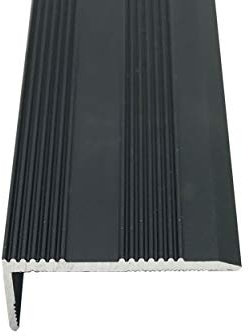 Grandismo® 3ft - Stair Nosing 9mm - Stick-Down Edging Tread Strip - Tile/Laminate/Wood Aluminium to Vinyl or Carpet - Threshold Metal Door Trim/Edging - Black Colour