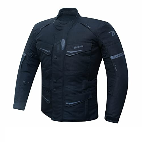 DEGEND TRAVEL MAN | Motorcykeljacka Man med skydd - Vattentät andningsbar jacka och vindskydd - Motorcykelkläder - Motorcykeljacka Herr - Storlekar (S-6XL), Svart, L