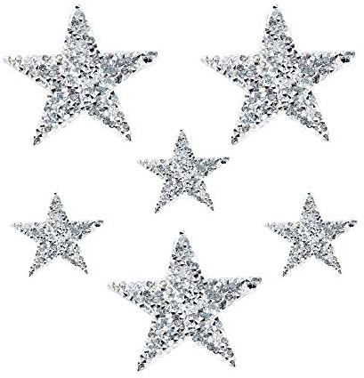 JKJF 6 toppe a forma di stella con strass trasparenti per vestiti, jeans, giacche, borse, zaini, cappelli, scarpe, vestiti, decorazioni, artigianato, argento