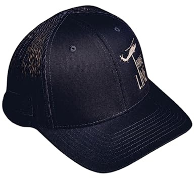 Nine Line Navy Snapback Dropline Hat - Adjustable Trucker Baseball Cap with Mesh - Embroidered American Flag and Dropline Logo - Unisex Tactical Hat Sports Outdoors