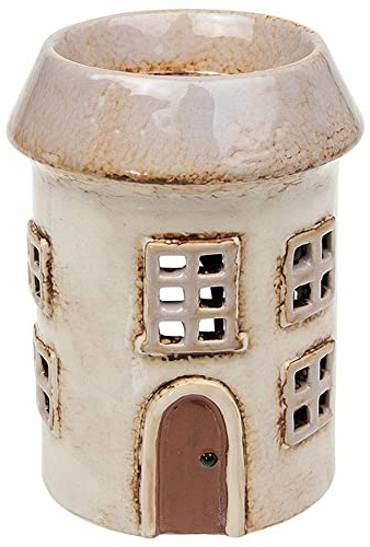 Village Pottery Cream Ceramic Round House Oil or Wax Melt Warmer Burner