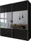 Domando Kleiderschrank Sila Modern für Schlafzimmer Breite 194cm, Schwebetüren, Hochglanz, Spiegel in Schwarz Matt und Schwarz Hochglanz mit Spiegel