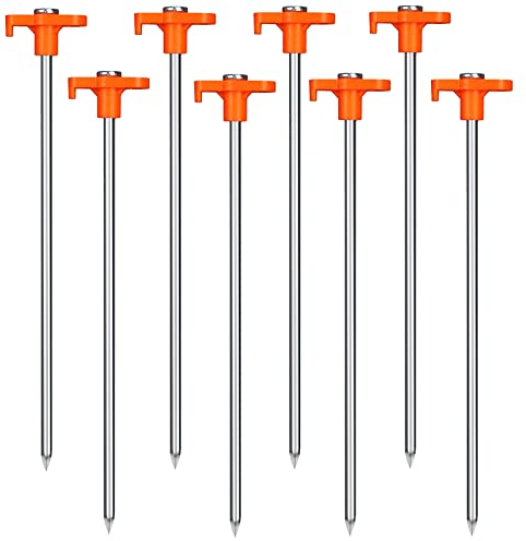 Schraubheringe Camping 8er Set Zeltheringe Felsheringe mit Gewinde für Camping und Outdoor Anker-Erdnägel aus Stahl Für Zelte Planen Vorzelte Camping Gärten
