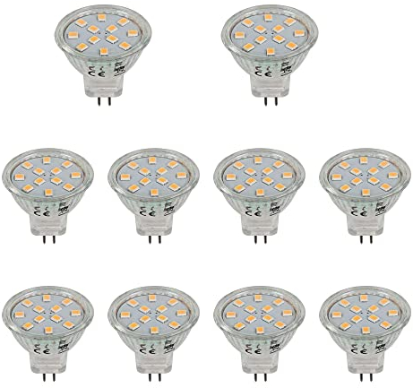 VBLED 10er Pack GU4 MR11 12V AC/DC LED Leuchtmittel Dimmbar, 3000K Warmweiß, 210LM 2W Leuchtmittel ersetzt 20W 30W 35W Halogenlampen…