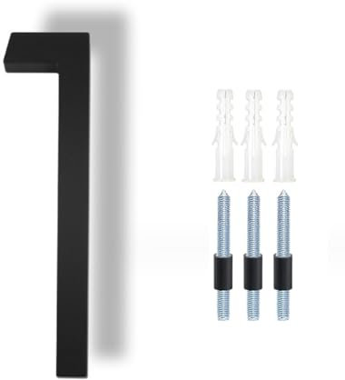 HKFENG Floating House Number Plaques 5 inch,House Number Sign,House Numbers Plates for Outside,Modern Door Numbers Signage Zinc Alloy Black