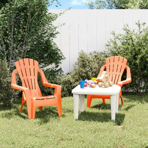 Sufrk Chaises de Jardin pour Enfants Lot de 2 Orange 37x34x44 cm PP,Fauteuil Jardin Plastique,Salon Jardin Plastique,Chaise Exterieur Terrasse
