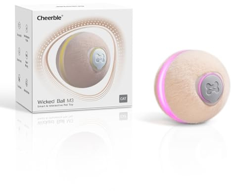 Cheerble Interactive Cat Ball Toy, Wicked Ball M3, Automatic Interactive Cat Toys for Indoor Cats with 3 Modes, Rechargeable Cat Enrichment Toys for Small/Medium/Large Cats to Keep Them Busy
