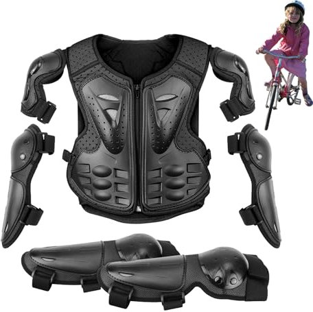 Équipement De Protection De Moto pour Enfant, Gilets De Cyclisme Garçon, Plastron Moto, 5 PièCes GenouillèRe Respirante CréAtive Equipement Moto Enfant pour Tout-Terrain Cyclisme Ski Patinage