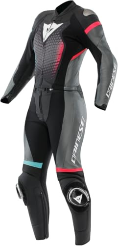 Dainese Fulminea Combinaison de moto en cuir 2 pièces pour femmes, schwarz/hellblau/pink, 40