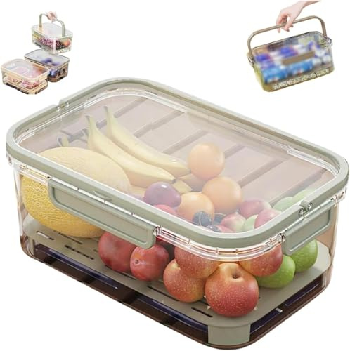 Frischhaltedose mit Deckel & Kühlakku, Durchsichtige Kühlschrank Aufbewahrungsbox, Tragbare Picknick Snackbox, Camping Kühlbox für Fleisch Gemüse Obst, Outdoor Party Lebensmittelbehälter