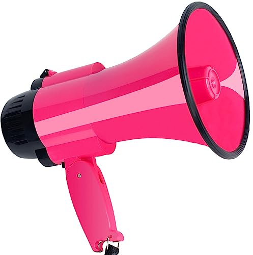 megafon, Megafonhögtalare Megafon 30 Watt Power Bärbar med inbyggd siren Lättvikt (rosa)