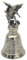 Campanello Liturgico San Michele placcato argento. Protezione dell'Arcangelo guardiano e Angelo custode contro il maligno. Statuina con campanella scacciaspiriti, scacciaguai. H 7,5 cm