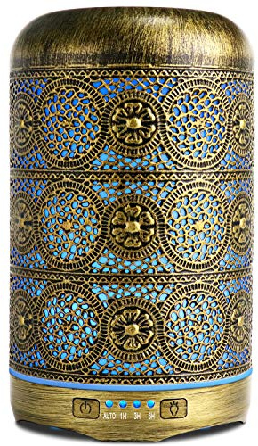 SALKING Diffusore di Oli Essenziali 260ml, Metallo Diffusore di Aromi, Aromaterapia diffusore, Ultrasuoni Umidificatore con 7 Colori LED Luce Notturna, Profumazione Ambiente Senza BPA