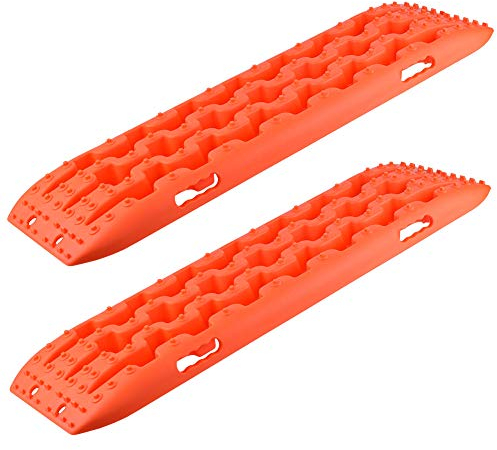 ROCKFOXX Anfahrhilfe Schlamm Schnee Sand Berge Boards Sandbleche Offroad 10 Tonnen Paar orange Recovery Board für Geländewagen PKW SUV Pick UP Quad Traktionsmatte Gripmatte