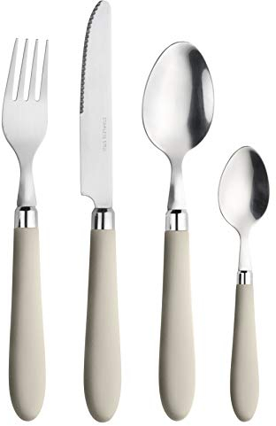 Prima Collection Daisy, Set da 24 Posate colorate in Acciaio Inox Nichel Free, con Manico Colore: Sabbia, con Scatola Regalo