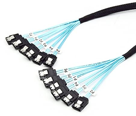 NFHK Internal 6 SATA 7pin to 6 SATA 7pin Target SSD Hard Disk 6Gbps Data Server Raid Cable