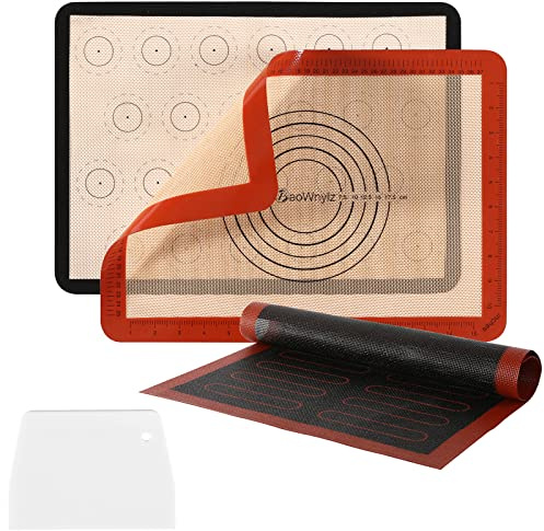 Miorkly Tapis de Cuisson en Silicone (3 Pièces) - Antiadhésif Sans BPA Pour Macarons, Pâtisserie et Pâte