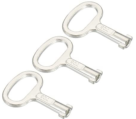 PATIKIL Key Shape Socket Spanner Key, 3 Pack Electrical Cabinet Gas Water Meter Switch Key for 0.45x0.2 Key Shape Panel Lock, Silver