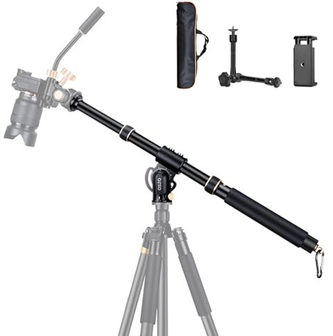 QZSD Brazo de extensión de trípode de aluminio de 41 pulgadas, brazo de columna central horizontal retráctil con cerws de 1/4 pulgadas y 3/8 pulgadas, giratorio de 360° para fotografía en ángulo