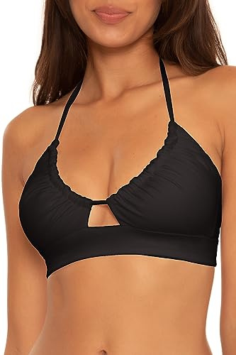 Becca by Rebecca Virtue Color Code - Women's Bikini Top, Adjustable, Tie Back, Swimwear Separates for Women, Black, Small