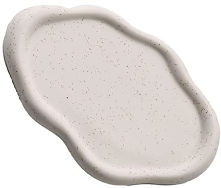 Tomotato Vassoio per Gingilli in Ceramica, Piatto per Gioielli Semplice Vassoio per Chiavi Decorativo per Esposizione di Gioielli per La Festa della Mamma, Compleanno(Nuvola bianca)