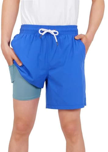 YOUNGSOUL Badbyxor pojkar badshorts med kompression barn 2 i 1 snabbtorkande badshorts boardshorts simbyxor