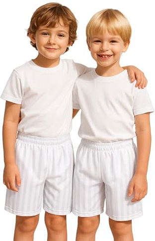 A2Z 4 Kids Flickor Pojkar Skugga Rand PE Shorts Sport Paket om 2 Fotboll - Shadow Shorts 2 Pack White 13