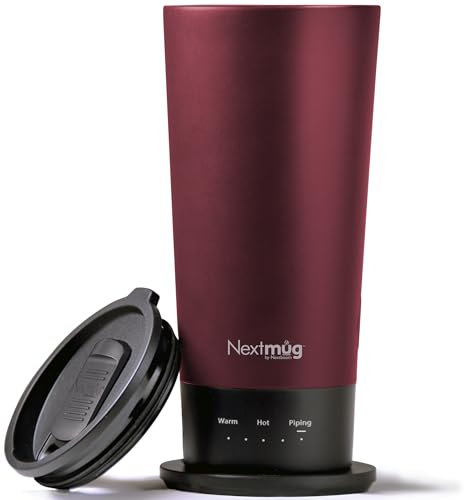 Nextmug Go - Temperature-Controlled, Self-Heating Travel Mug (Burgundy - 16 oz.)
