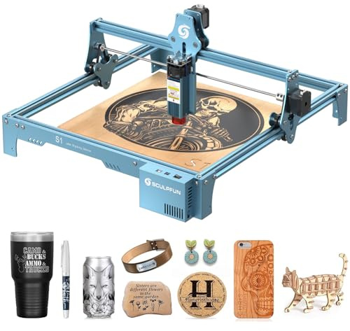SCULPFUN S1 Machine à graver laser avec effet 90 W, protection des yeux, montage rapide, pour bois, métal, acrylique, zone de gravure 410 x 420 mm