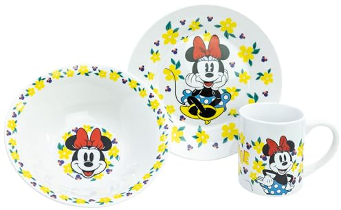 SET MERIENDA CERAMICA (PLATO, CUENCO, TAZA) EN CAJA DE REGALO 3 PCS MINNIE SUNSHINE