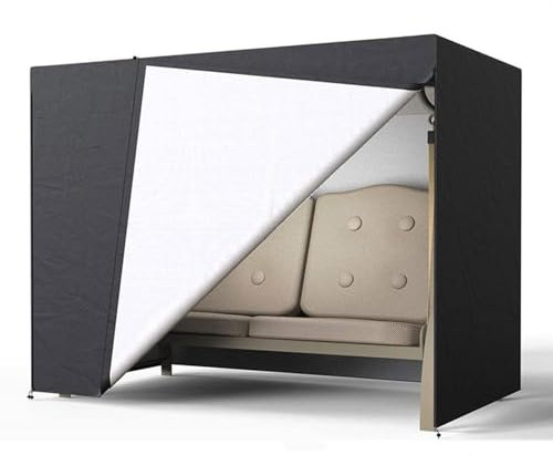 Yahbrra Funda para columpio de jardín, resistente al invierno, para columpio de jardín, tamaño universal, resistente al agua, resistente al viento, protección UV (negro, 220 x 125 x 170 cm)