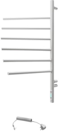 Elektrischer Handtuchwärmer Elna 78W Weiß – 79x40 cm – Energiesparender Badheizkörper – 6 Schwenkarme – Wandmontage – IP44