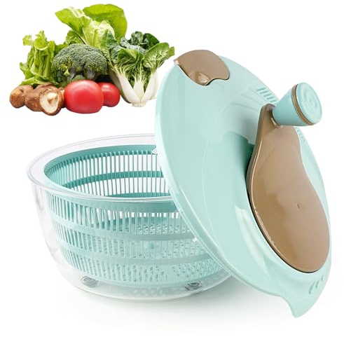 Lukymod Salad Spinner Fruit Washer Bowl with Lid - BPA-Free Lettuce Dryer Kitchen Gadget for Potato Salad Prep, Herb Washing & Compact Storage (Blue)