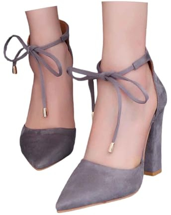 Zapatos de traje regional para mujer, estilo vintage, con tirantes, elegantes, tacón alto, sexy, sandalias de negocios con tacón bávaro grueso, A1 gris., 39 EU