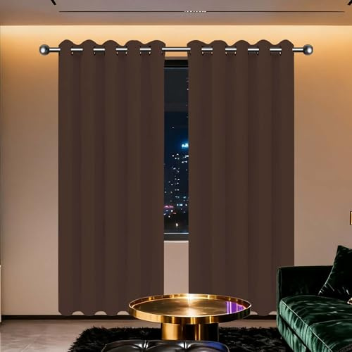 WEIZERO Rideaux Occultants 150 x 170 cm Rideau Thermique Isolant Anti Chaleur Rideau Phonique Anti Bruit avec Oeillets, Protection La Vie Privée pour Chambre Adulte Salon, Brun